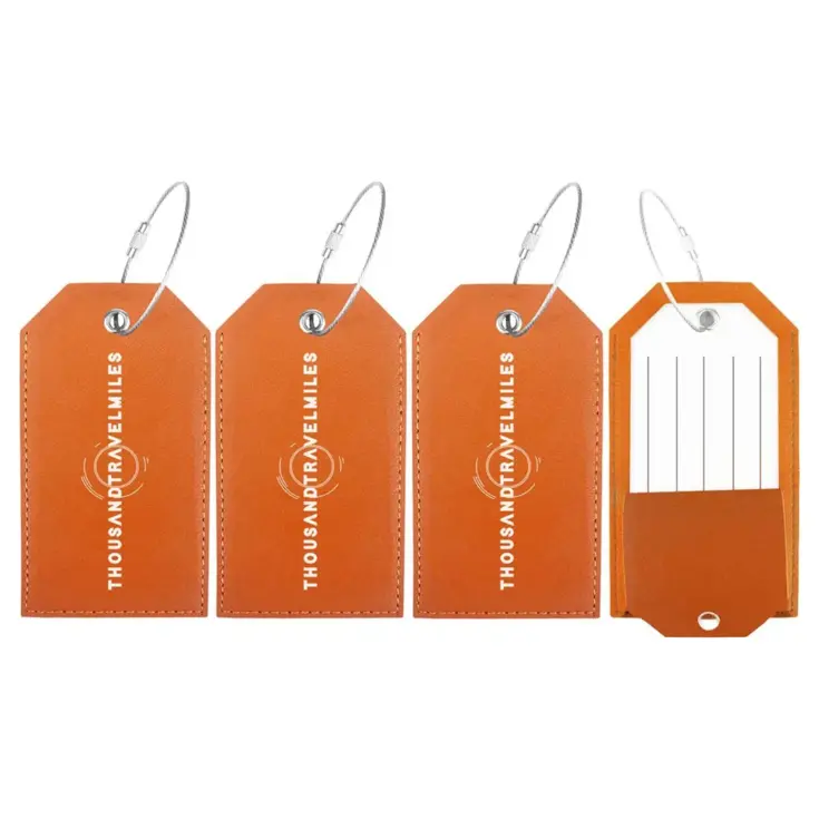 Bagagelabel – 4 stuks – Leer – Oranje