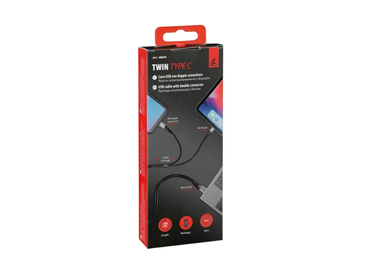 Kabel met dubbele connector - USB > USB-C