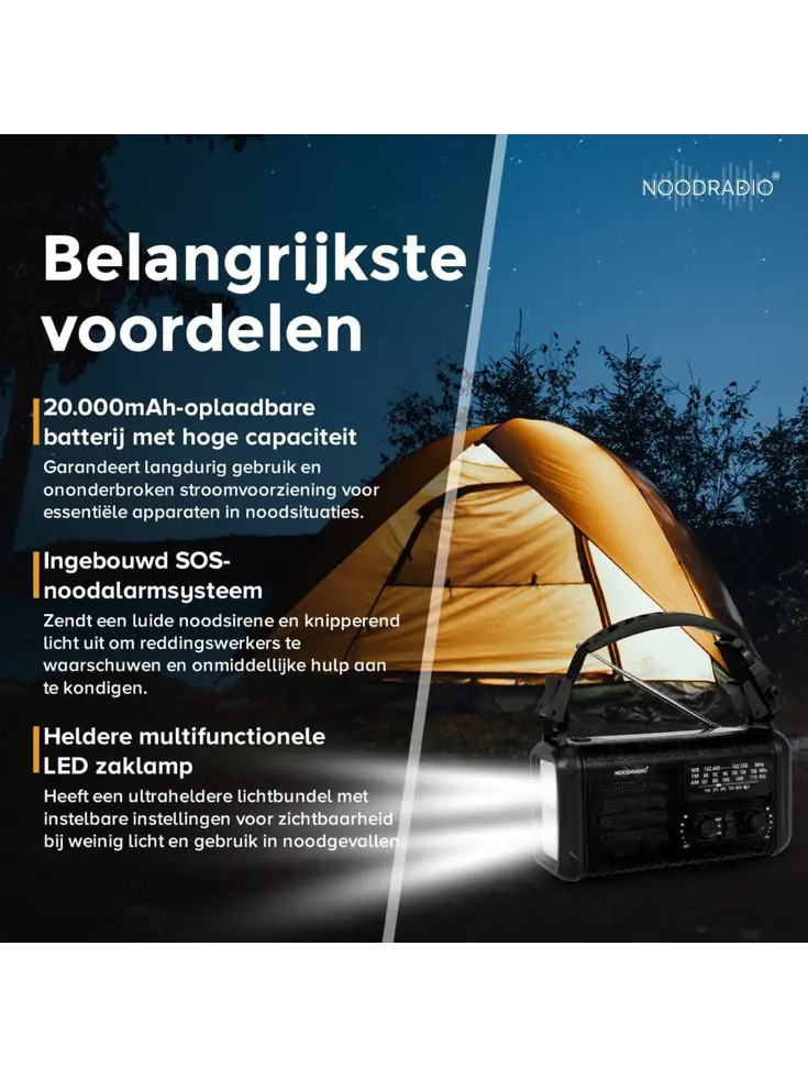 Noodradio Solar & Bluetooth 20.000 mAh Powerbank
