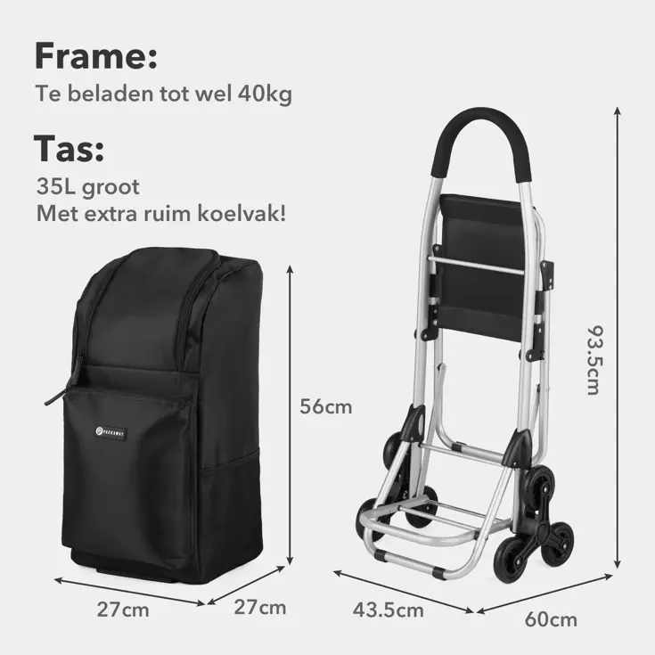 Boodschappentrolley 35L - Trapwielen