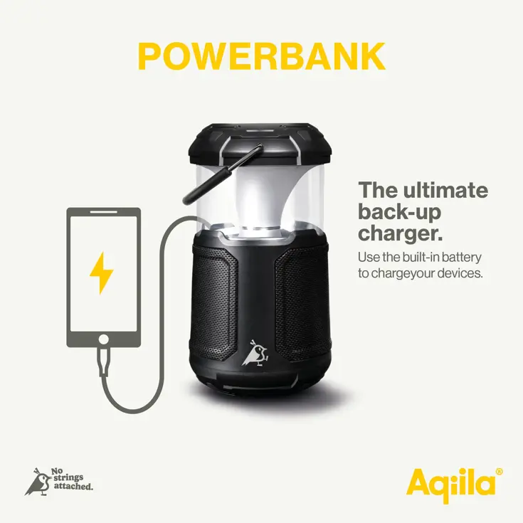 Campinglamp met powerbank en speaker