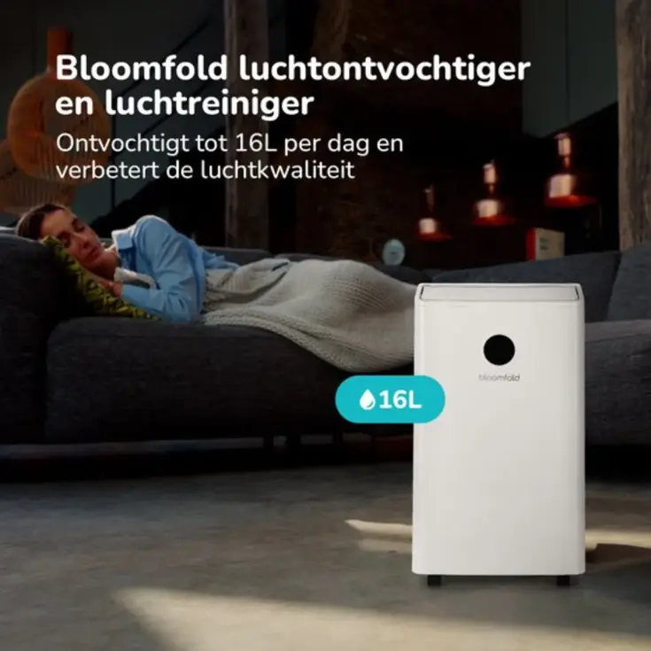 Luchtontvochtiger en luchtreiniger - 16 liter