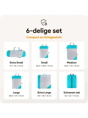 Packing cubes compressie set – 6-delig – Li Blauw