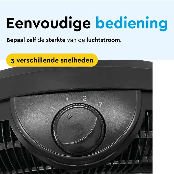 Vloerventilator 50 cm – 3 snelheden – kantelbaar