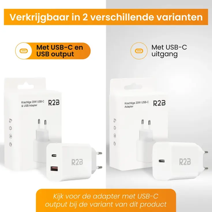 Krachtige 20W USB A & USB C Adapter Wit