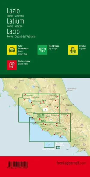 Wegenkaart Lazio - Rome - Vaticaanstad