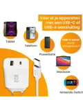 USB-C Kabel 2m met USB-A & USB-C Adapter