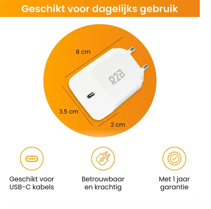 Krachtige 20W USB C Adapter - Wit