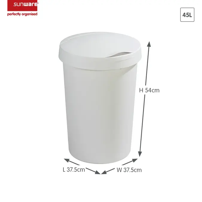 Twinga - Prullenbak + klepdeksel - 45L wit