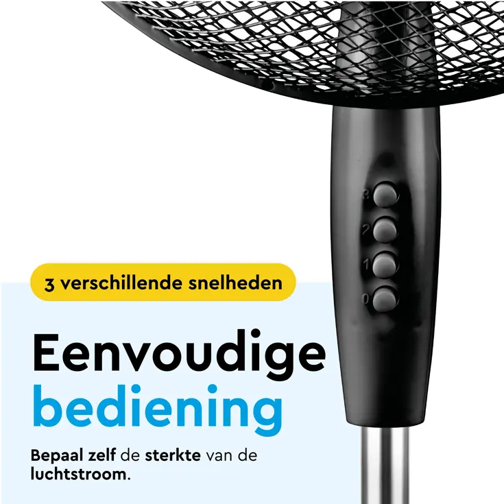Statiefventilator 40 cm – verstelbaar – 3 standen