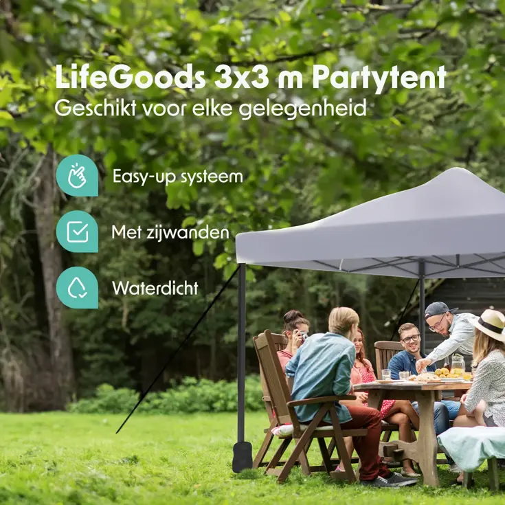 Partytent met Zijwanden – 3x3 m – Donkergrijs