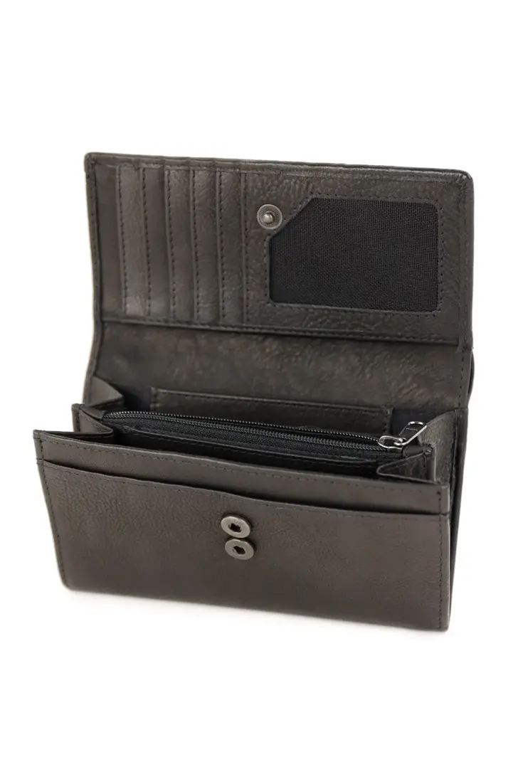 Sweety - XL portemonnee - Leer - Drukknoop