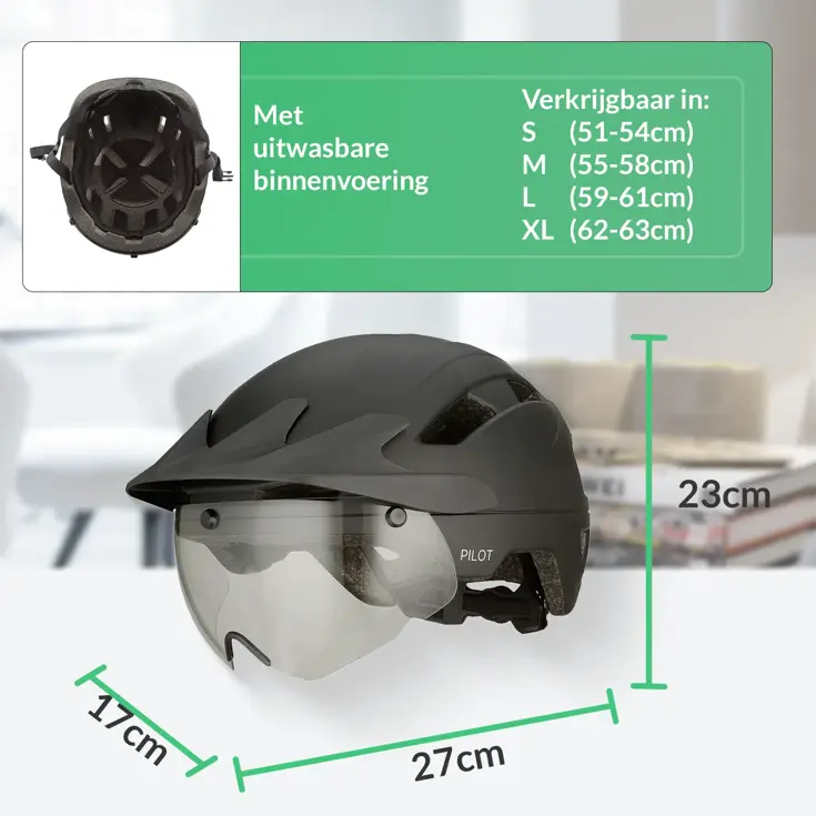 PILOT fietshelm met vizier NTA certif.