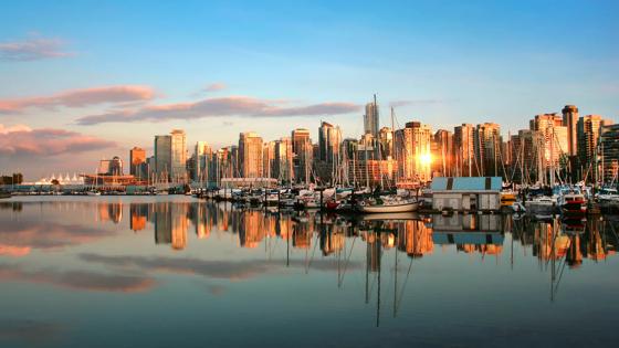 Vancouver skyline at sunset