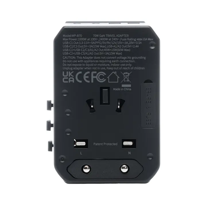 Wereldstekker 70W 3x USB-C & 2x USB-A