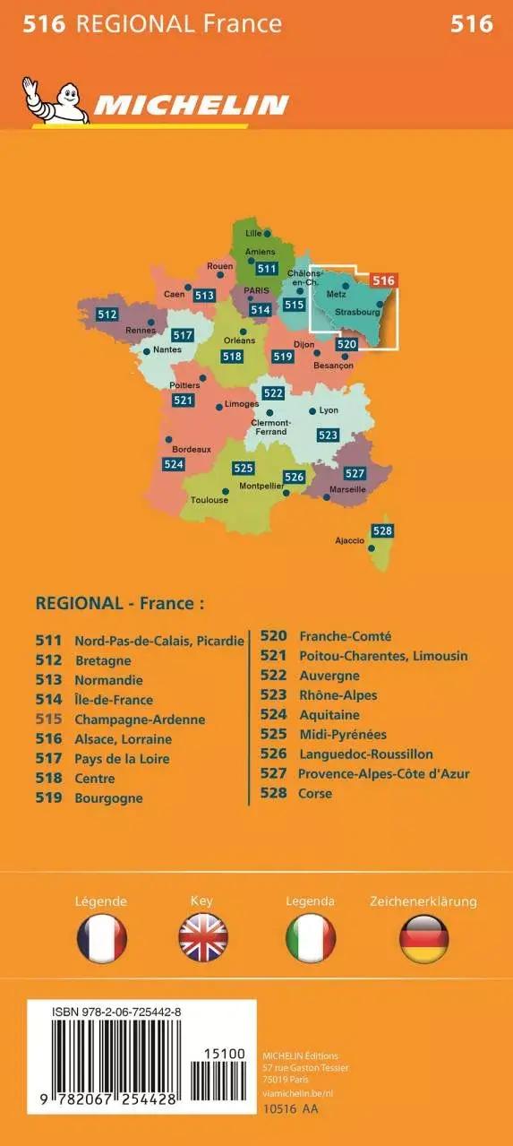 Michelin wegenkaart Regional 516 Alsace-Lorraine 2022