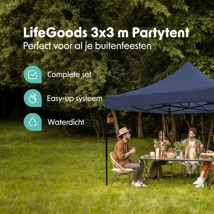 LifeGoods Partytent – 3x3 m - Easy-Up
