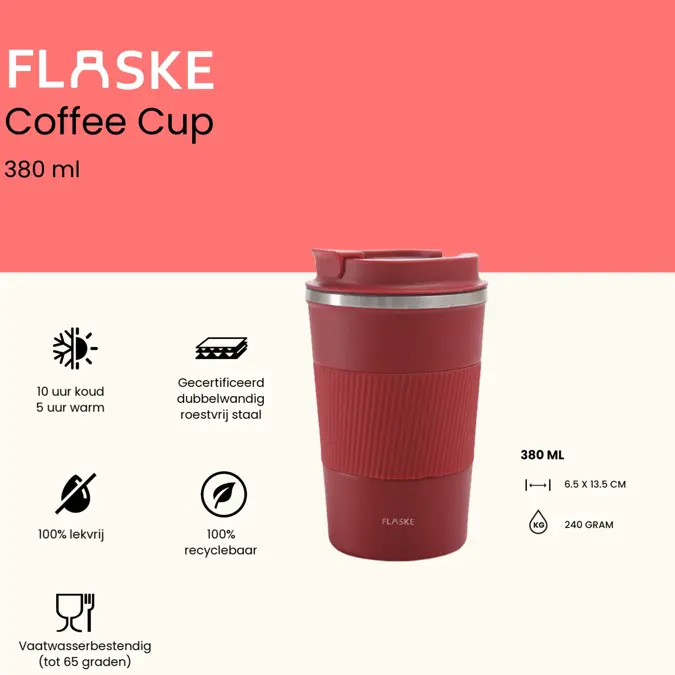 FLASKE 380ML  RVS Koffiebeker to Go