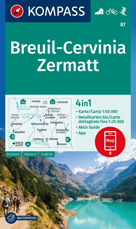 Kompass Kaart WK87 Breuil - Cervinia Zermatt