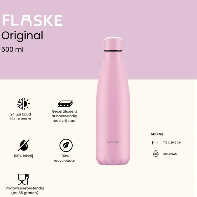 FLASKE 500 ml  RVS Drinkfles