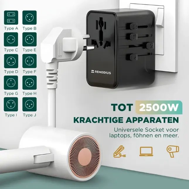 Remodius Wereldstekker Reisstekker