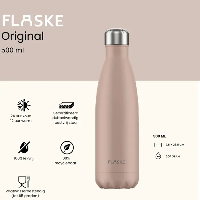 FLASKE 500 ml RVS Drinkfles