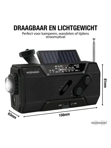 Noodradio® Solar Opwindbaar Met Batterijen