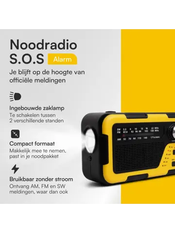 Noodradio Opwindbaar en Batterij