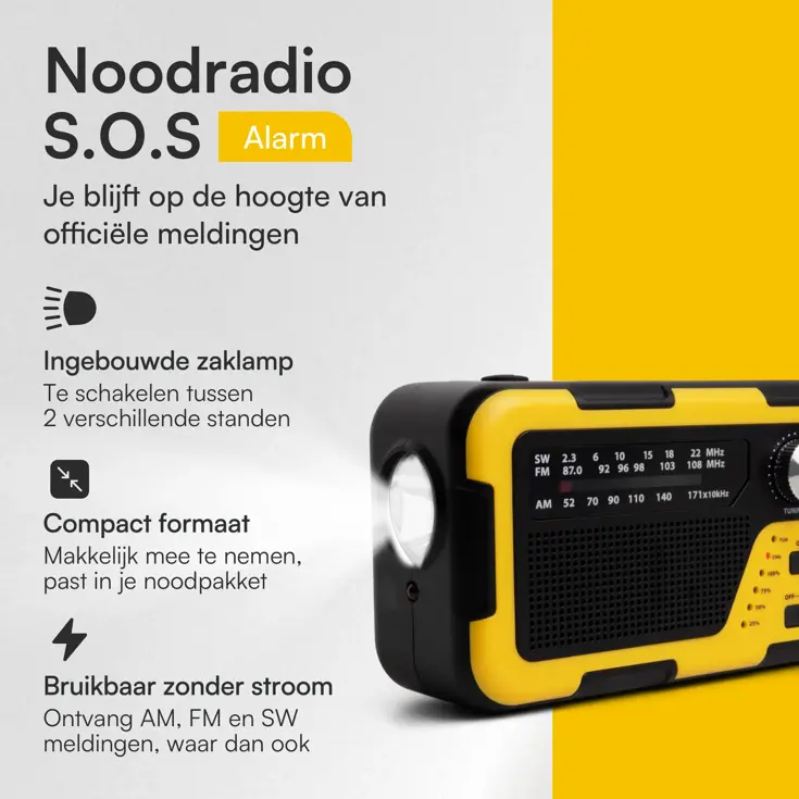 Noodradio Opwindbaar en Batterij