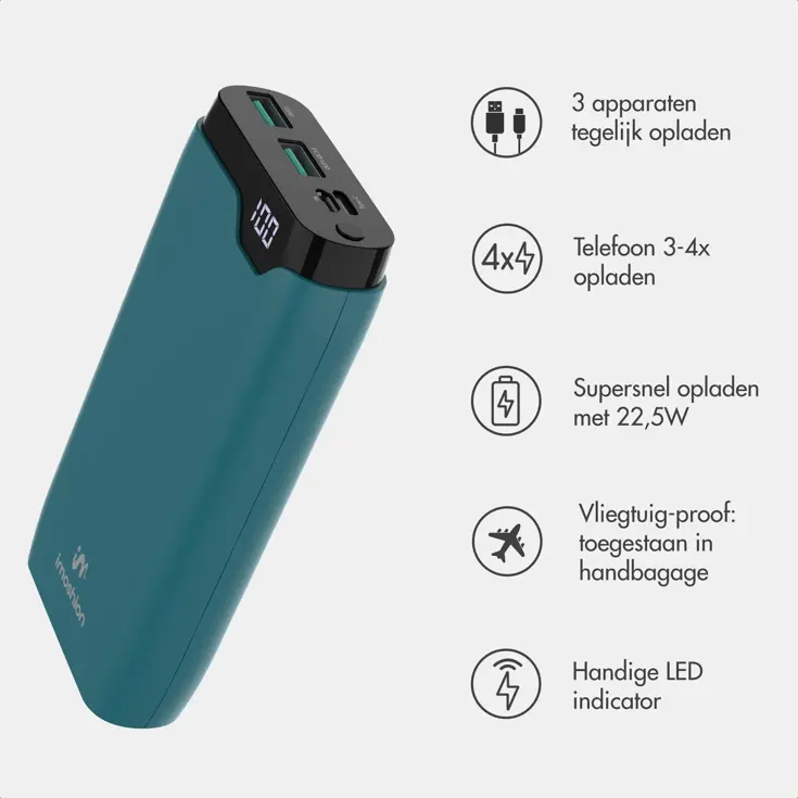 Powerbank 20.000 mAh 22.5w Snellader