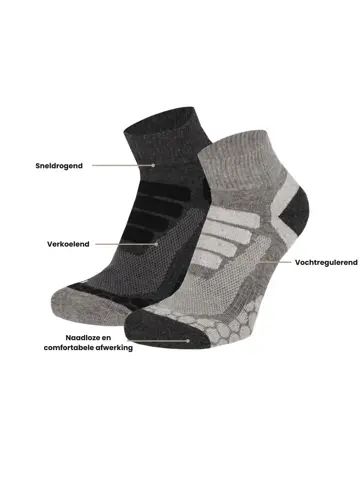 2 paar - Quarter Wandelsokken