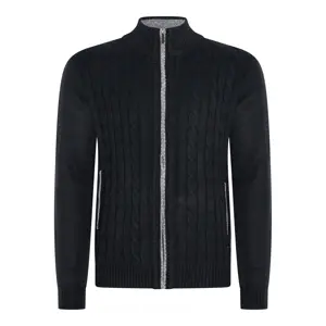 Heren Cable Cardigan Navy Cappuccino Italia