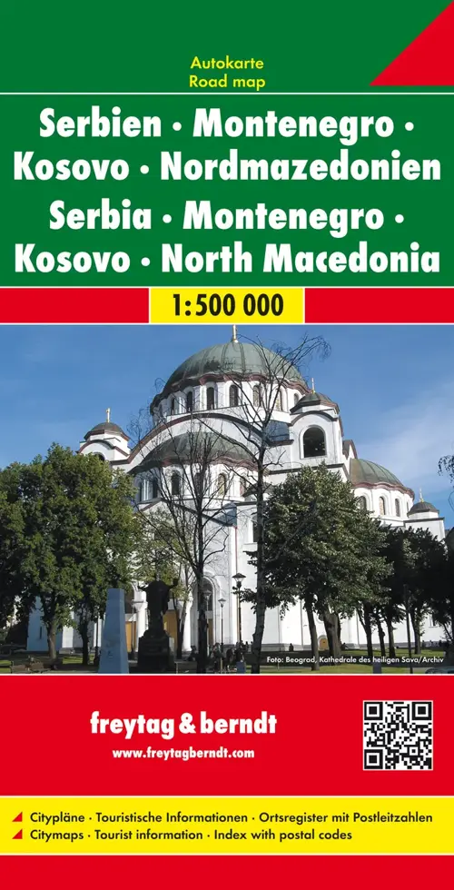Wegenkaart Servië - Montenegro - Kosovo