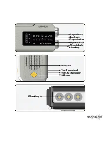 Noodradio Solar Powerbank Opwindbaar