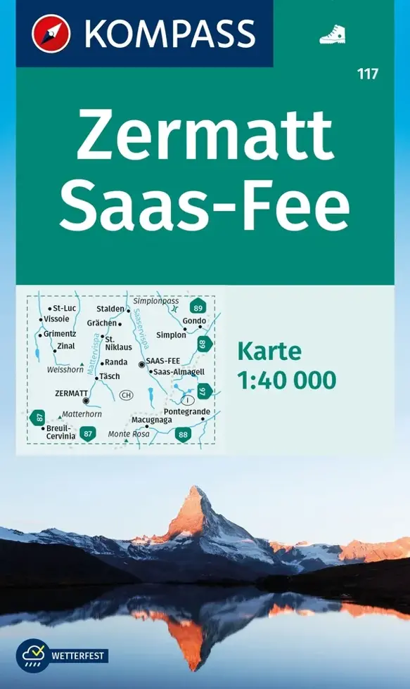 Wandelkaart WK117 Zermatt - Saas Fee