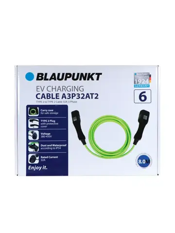 Blaupunkt 3 Fase laadkabel voor type 2 elektrische auto. 32A.