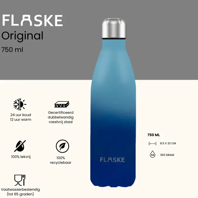 FLASKE 750 ml RVS Drinkfles