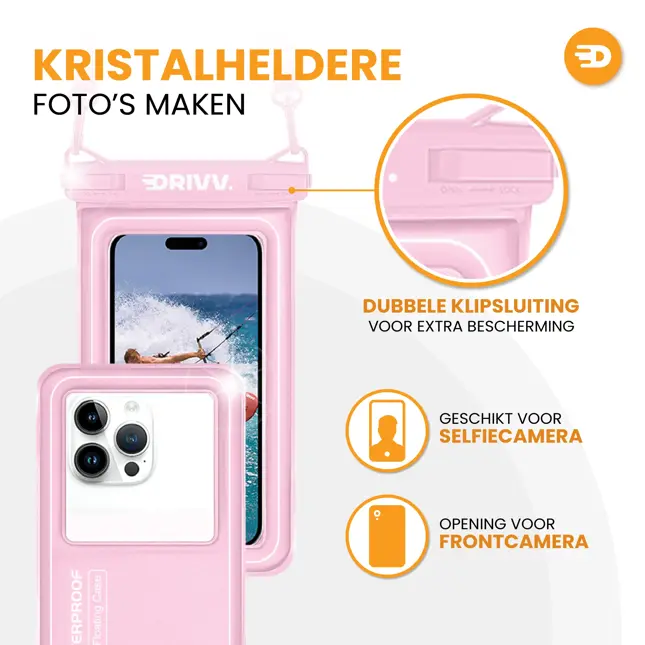Drivv. Waterdicht Telefoonhoesje - 6.8" Roze