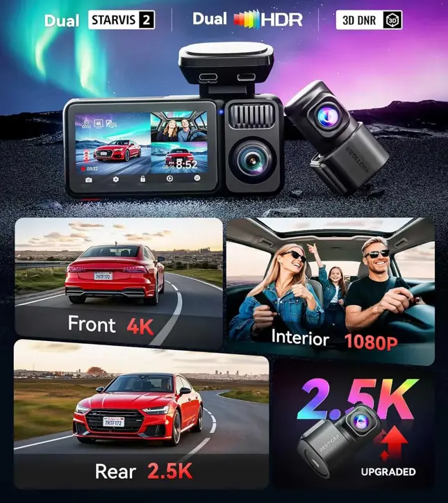 F17 Elite 3CH 4K Wifi GPS 128gb dashcam