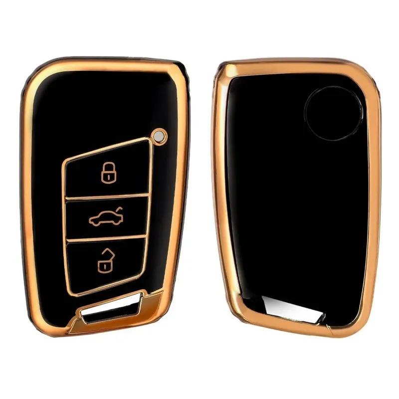 Dutch Shield  Sleutelhoesje  VW Skoda   goud D  Black-Gold