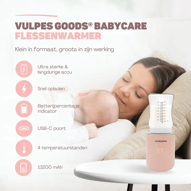Flessenwarmer Roze Onderweg - MAX - 13200 mAh