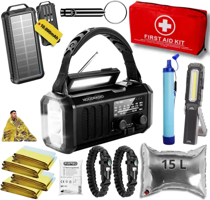 Noodpakket XL met Powerbank-Noodradio-Waterfilter