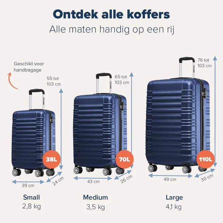 Handbagage Koffer – 38L – Donkerblauw