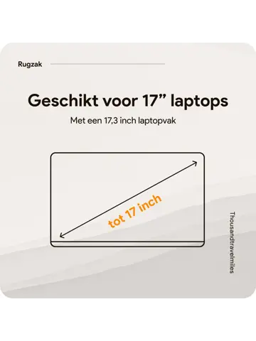Rugzak met 17" laptopvak en antidiefstal vak