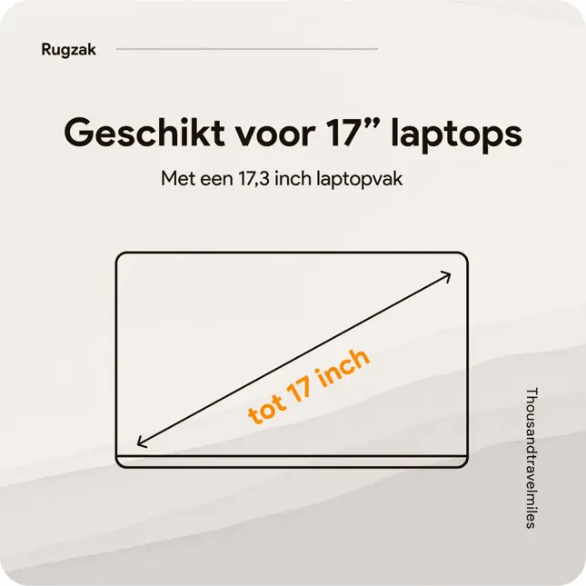 Rugzak met 17" laptopvak en antidiefstal vak