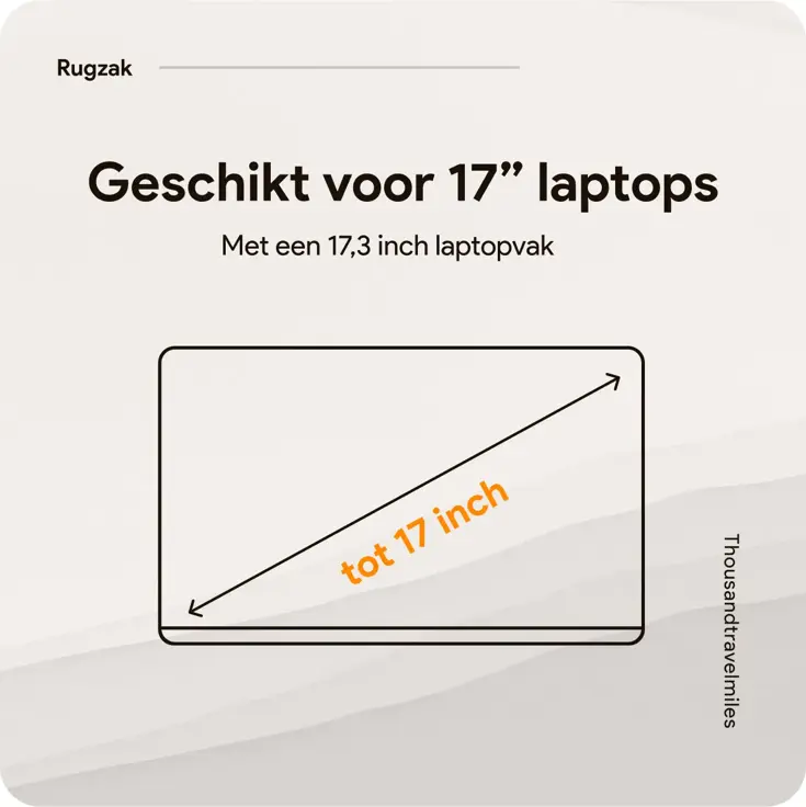 Rugzak met 17" laptopvak en antidiefstal vak
