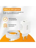 USB-C Kabel 2m met USB-A & USB-C Adapter