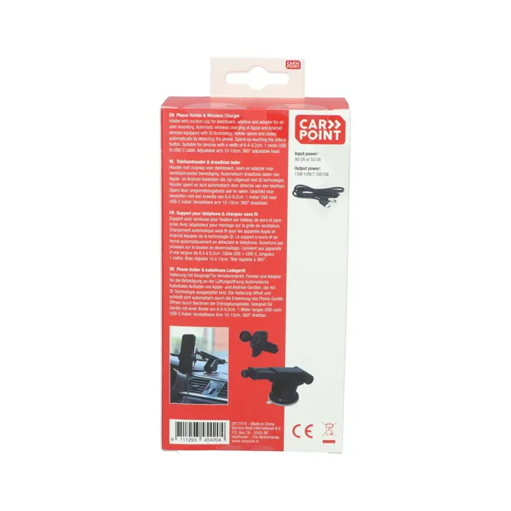 3-in-1 Smartphone Houder met Draadloze Qi Lader