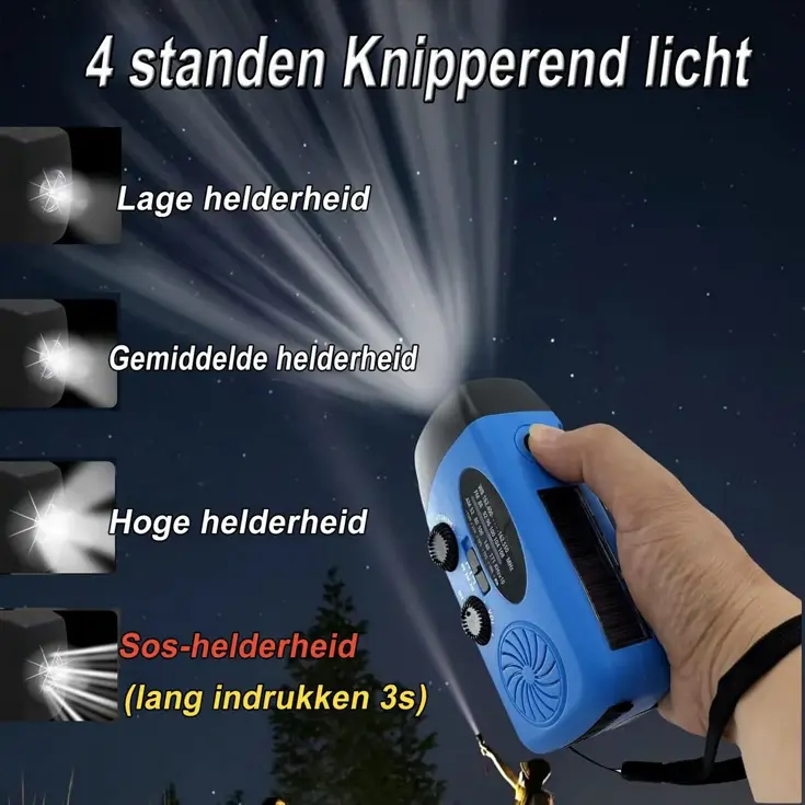 Noodradio Solar Opwindbaar - FM/AM - 5000mAh