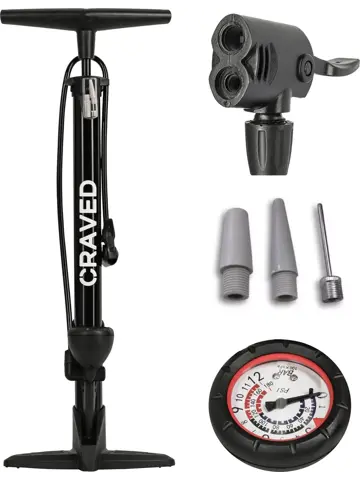 Fietspomp met drukmeter - Zwart